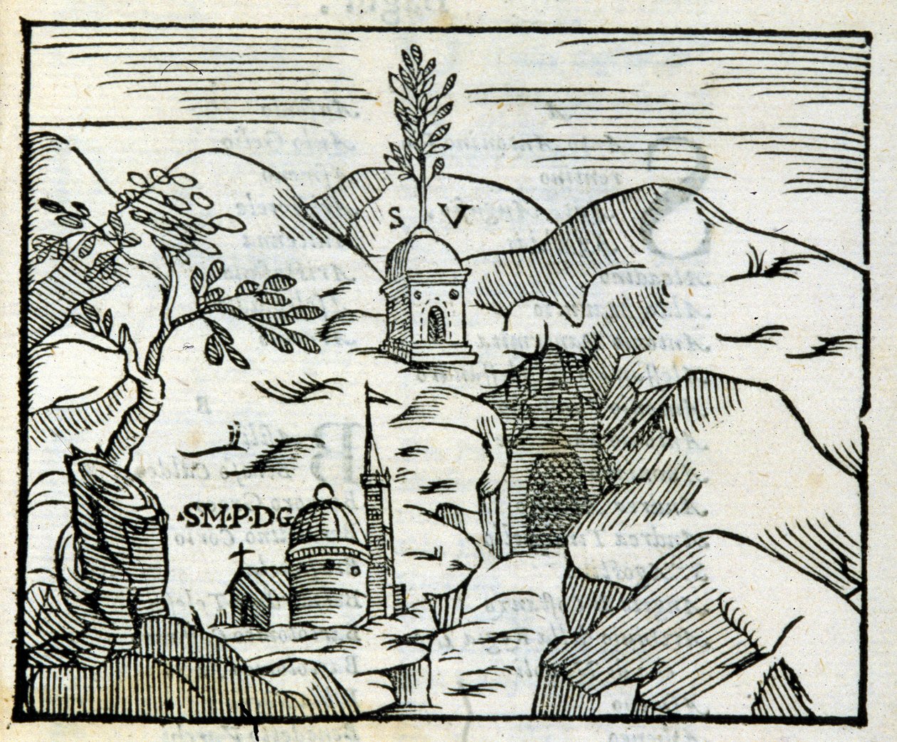 Vergilius grav (70 f.Kr. - 19 f.Kr.) i Pozzuoli (Pozzuoli). Xylografi efter en turistguide från 1600-talet. av Unknown artist