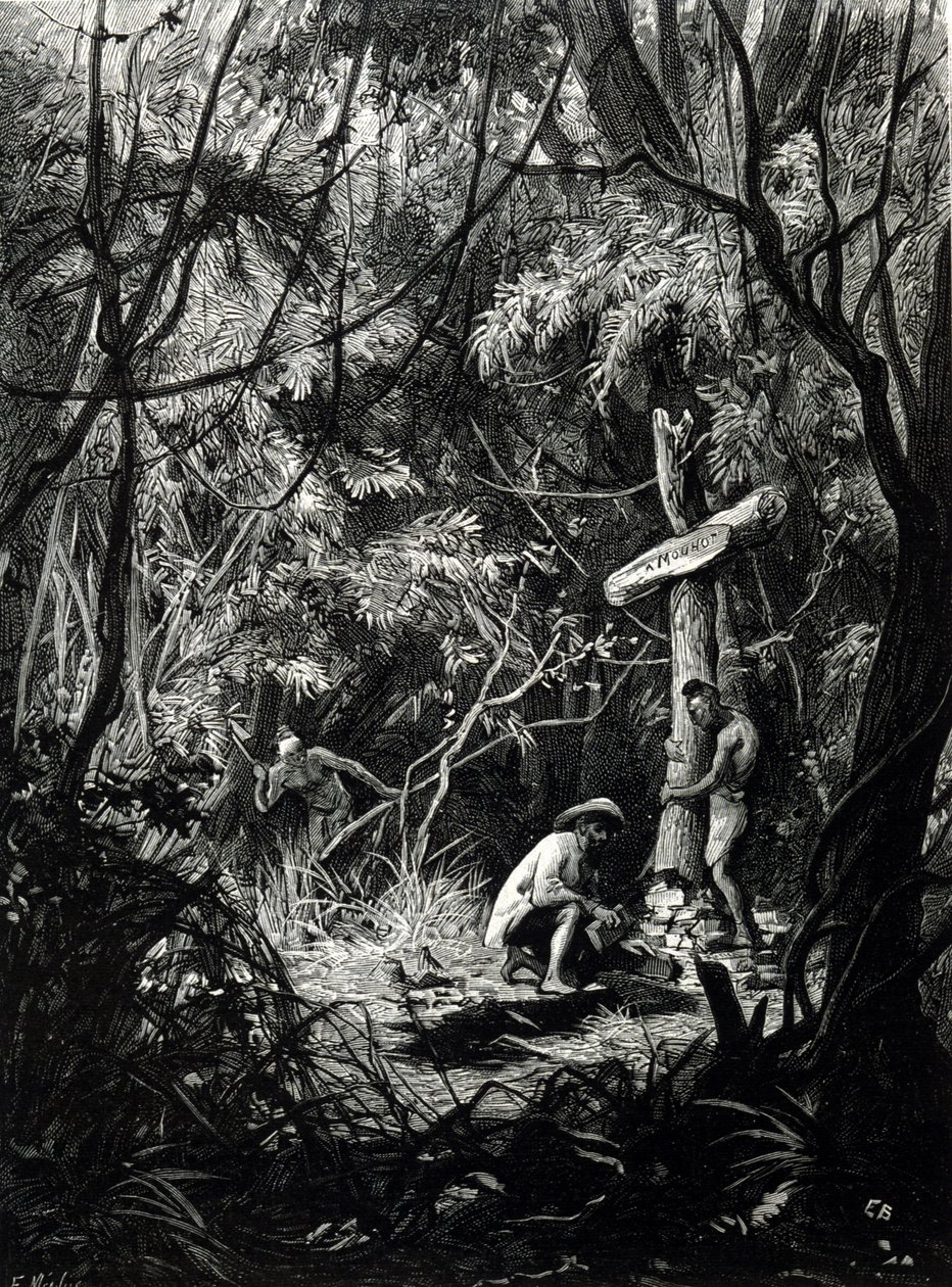 Upptäckaren Henri Mouhots grav i Indokina. av Unknown artist
