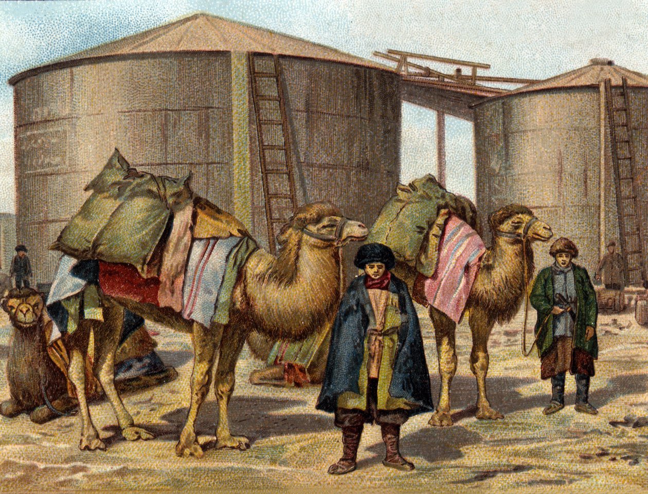 Transport av olja på kameler i Kaukasus. av Unknown artist