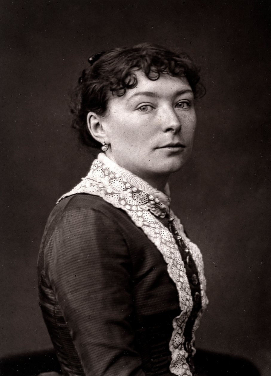 Den kvinnliga konstnären Virginie-Elodie Demont-Breton porträtterad med anledning av Salongen i Paris 1883 av Unknown