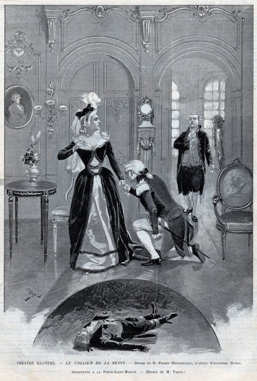Teater berömd - "" Drottningens halsband"" (Affär) drama av Pierre Decourcelle av Alexandre Dumas pere - "" Drottningens halsband"" pjäs i 5 akter och 13 målningar, Paris, 31 januari 1895, Theatre de la Porte Saint-Martin av Unknown artist