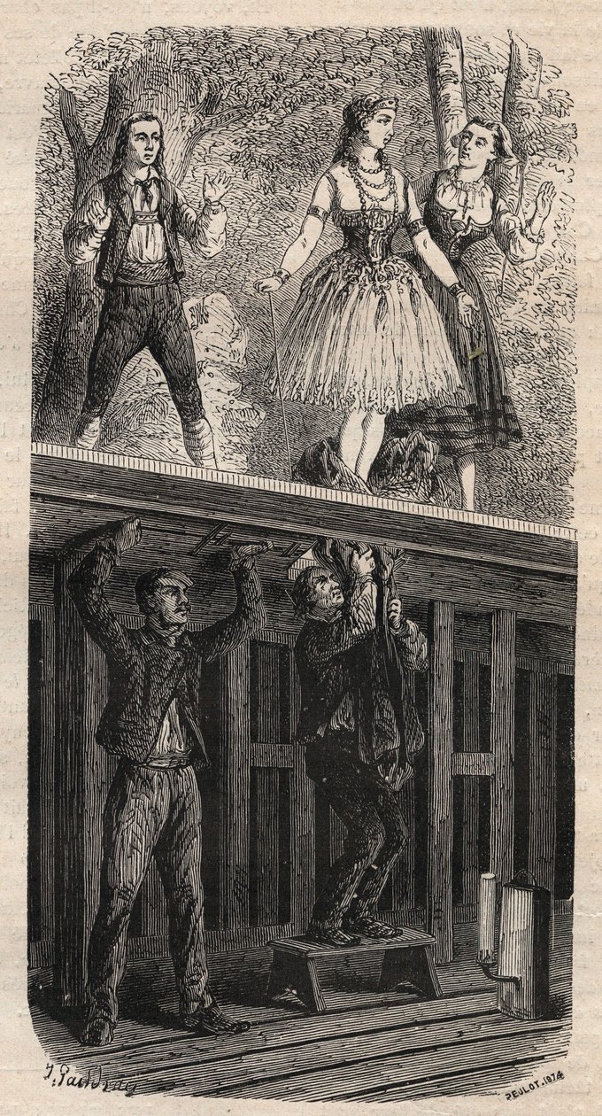 Theatre tricks - metamorphosis - engraving of 1875 av Unknown artist