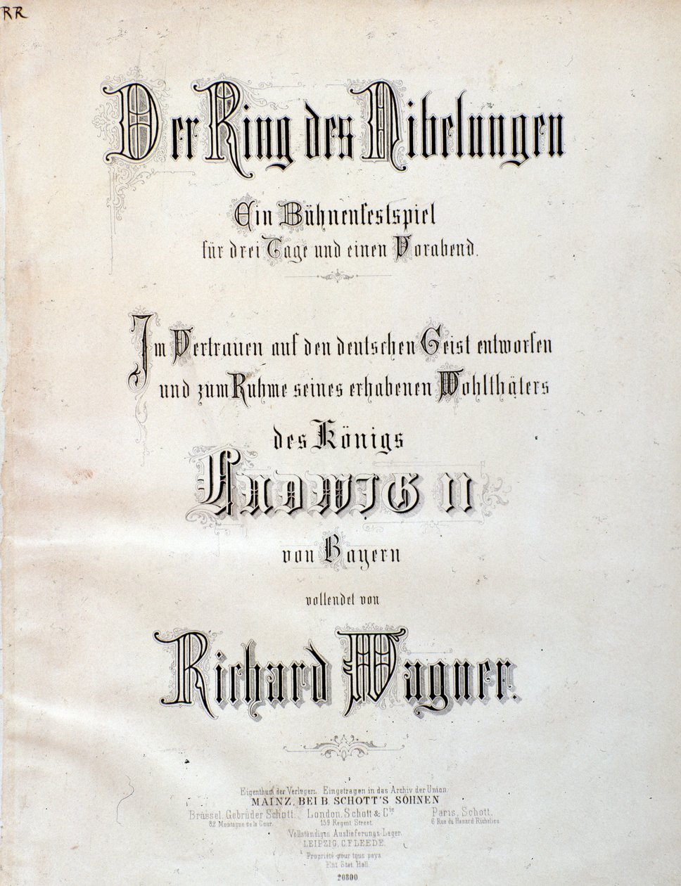 Titelsida för partitur till Der Ring des Nibelungen av Wagner av Unknown artist