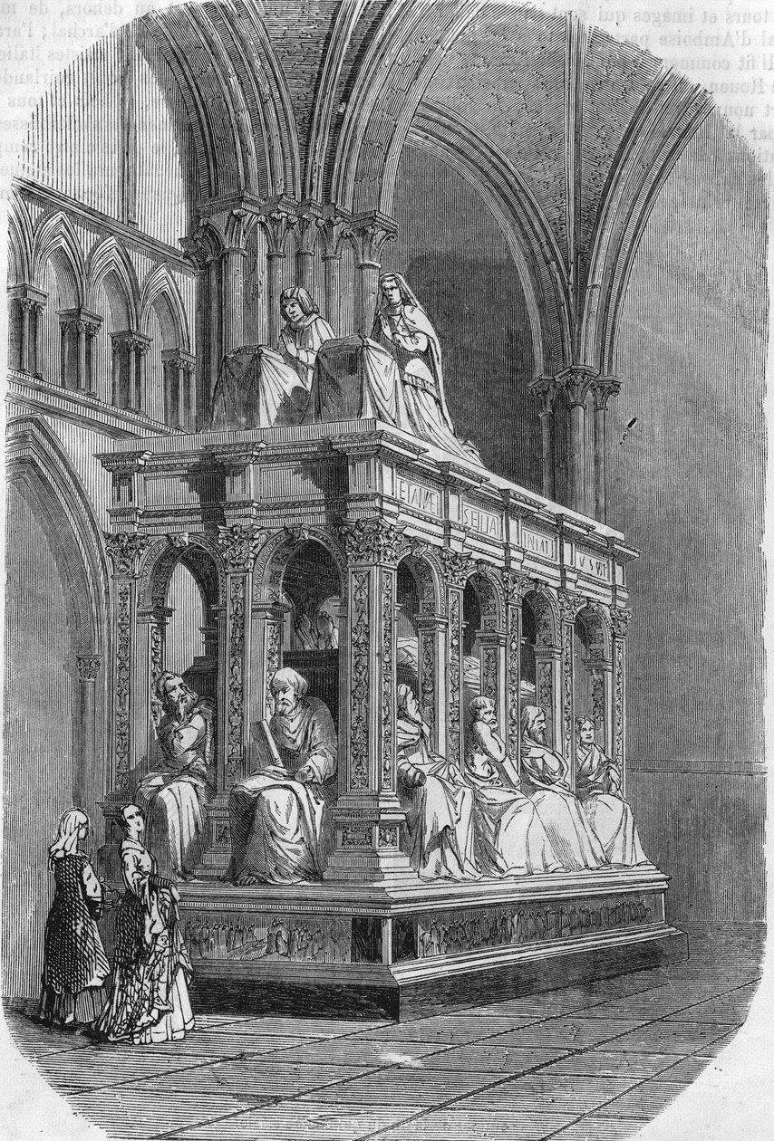 Grav av Ludvig XII, kung av Frankrike (1462-1515) och Anne av Bretagne (1477-1514). Gravyr av 1800-talet. av Unknown artist