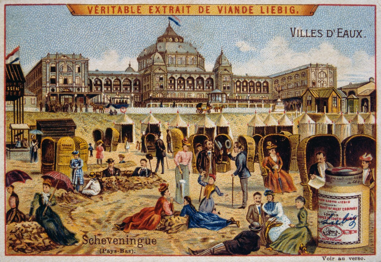 Turister på en strand i Scheveningen, Holland av Unknown artist