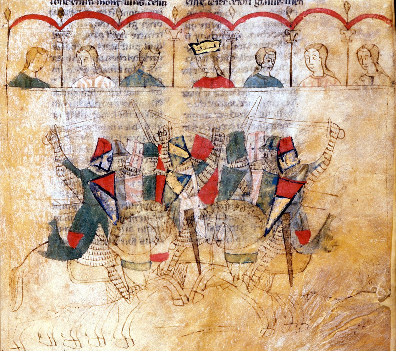 Turneringsscen efter manuskriptet "Lancelot du Lac"" 1200-talet. Biblioteca Nazionale Marciana Venedig. av Unknown artist