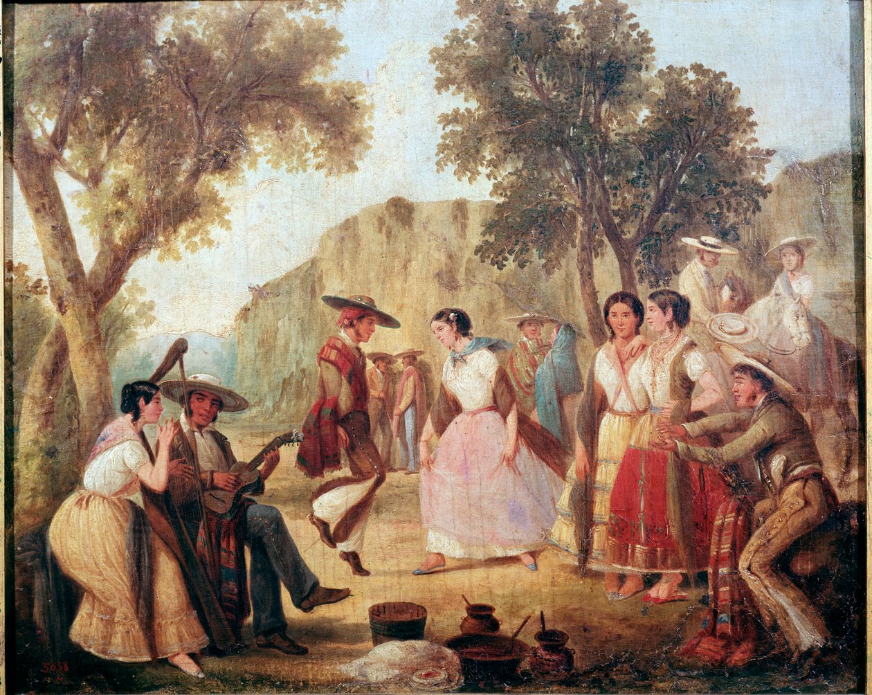 Traditionell mexikansk dans Målning av 1800-talets Mexiko, National Historic Museum, Chapultepec Castle av Unknown artist