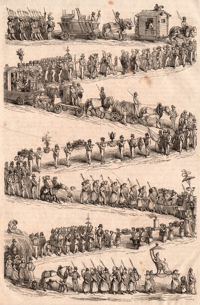 Traditionell procession under festivalen för vinodlare i Vevey i Schweiz av Unknown