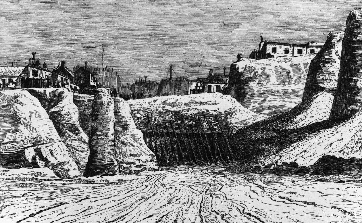 Förvandlingar av Paris under det andra imperiet, Haussmann Paris: förstörelse av lilla Polen för byggandet av Boulevard Malesherbes, Bibl. historiska staden Paris av Unknown artist