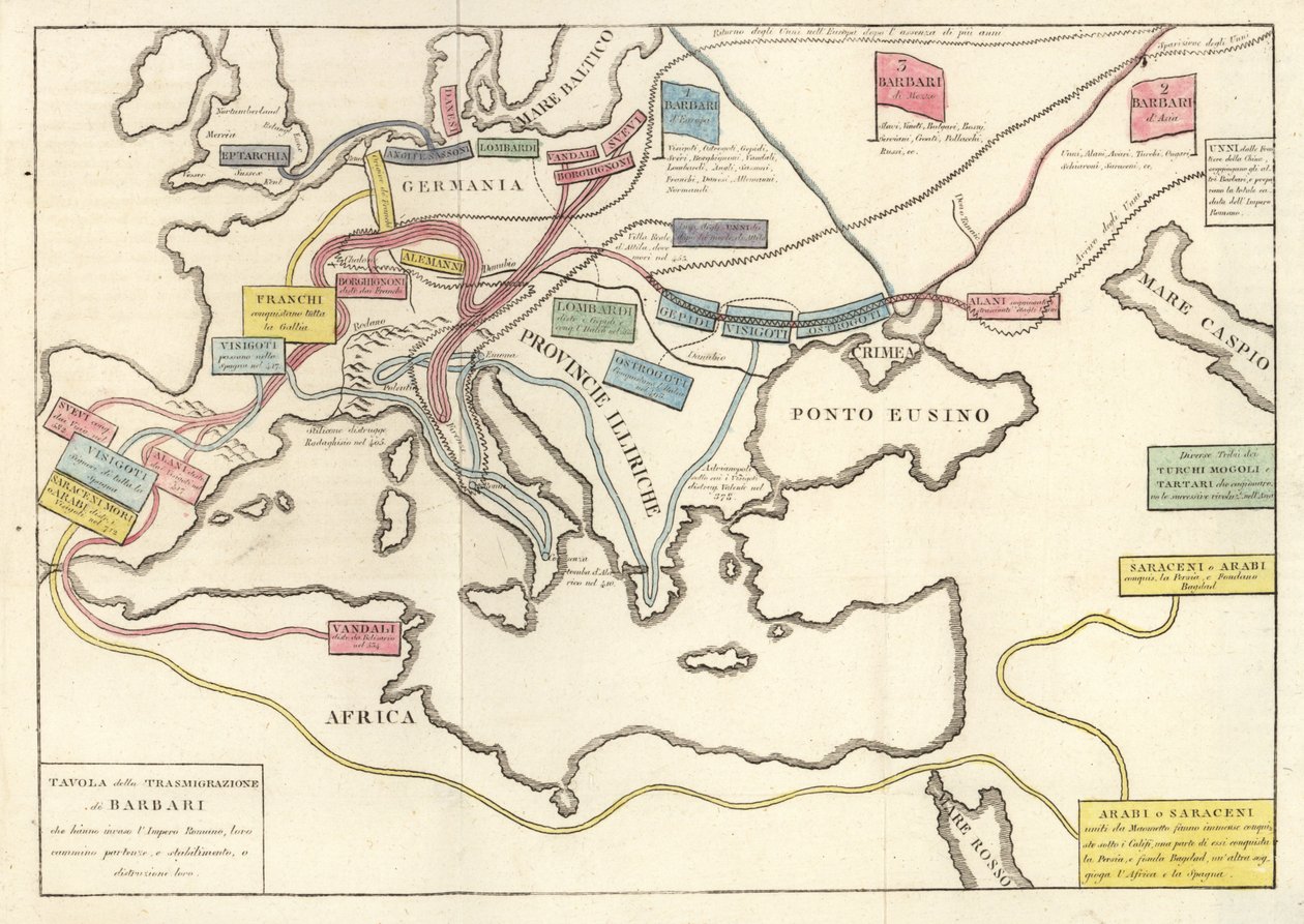 Transmigrationer av barbarstammarna som invaderade det romerska riket av Unknown artist