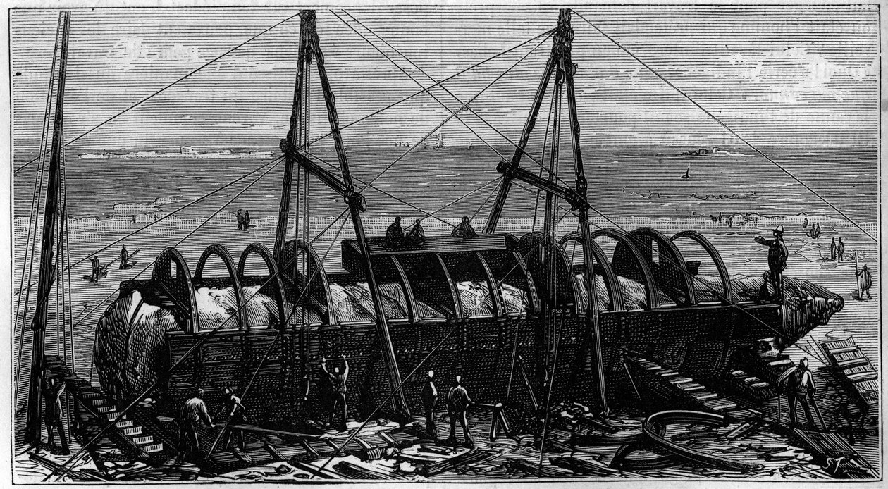 Transport av obelisken känd som "Needle of Cleopatra" från Egypten till England av Unknown artist