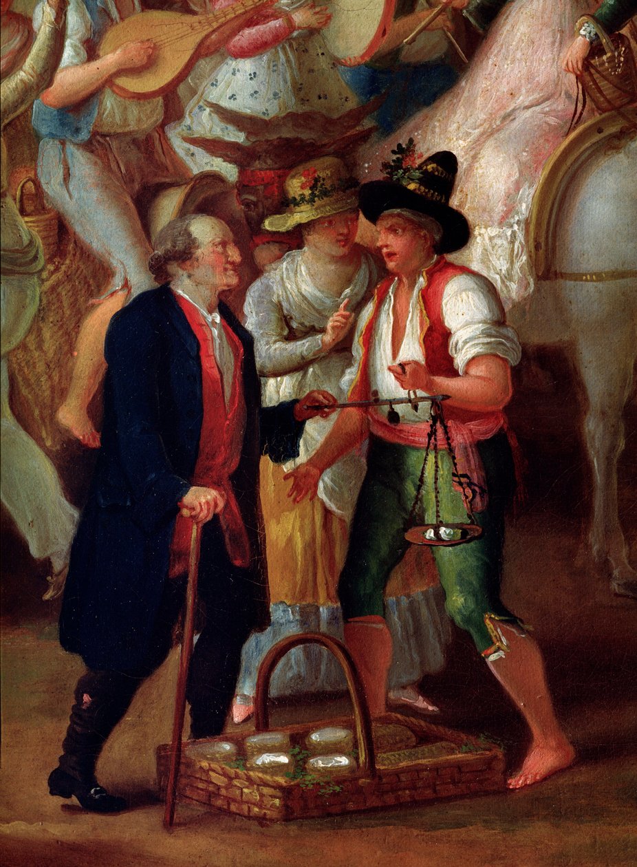Resande säljare av mozzarella Anonym målning. Neapel från 1800-talet, Museo di San Martino av Unknown artist