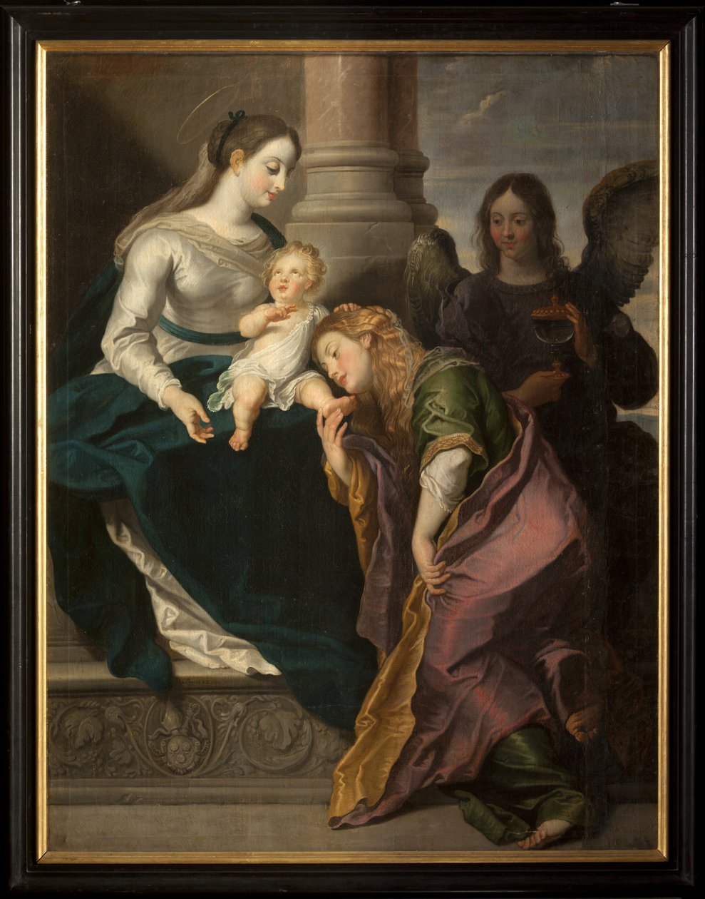 Triptyk. Målning. Signerad L. Segers (?). Escutheon med text Omnia enpitras (?). 1627. av Unknown artist