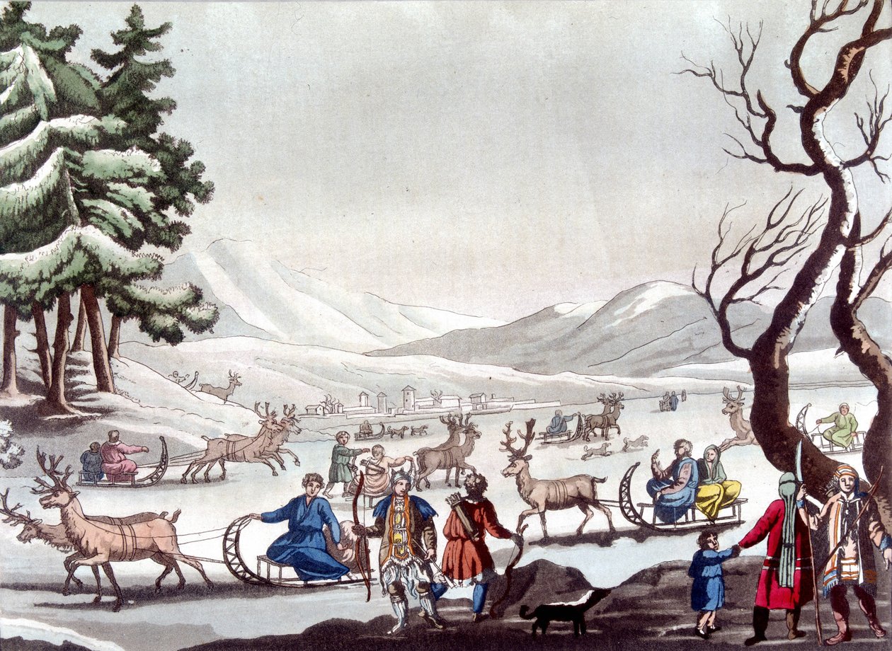 Tungus, Sibirien. Teckning av Cartelli. Library of Decorative Arts i Paris. ""Den antika och moderna dräkten"" av Unknown artist