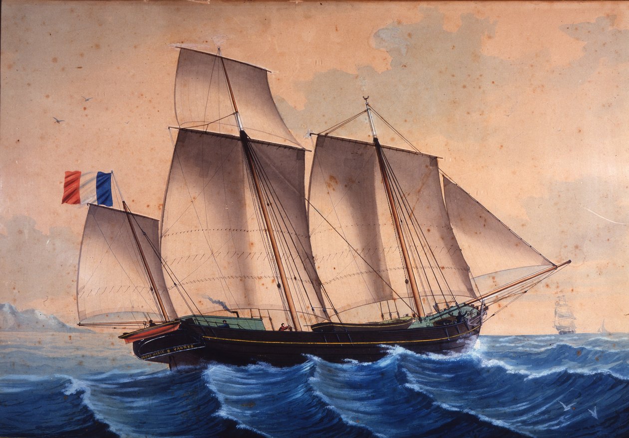 En lugger eller en tidvattenjägare (chasse-sto) ""Jeune Marie - Vannes"" av Unknown artist