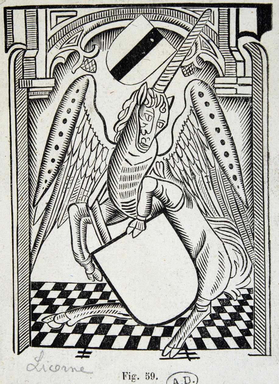 Enhörning - gravyr av 1400-talet av Unknown artist