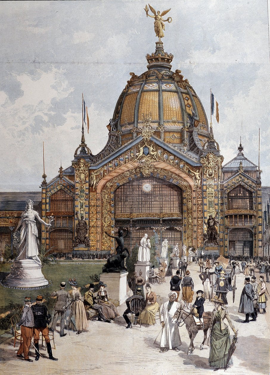 Universell utställning, Central Dome i Paris gravyr från 1889 av Unknown artist
