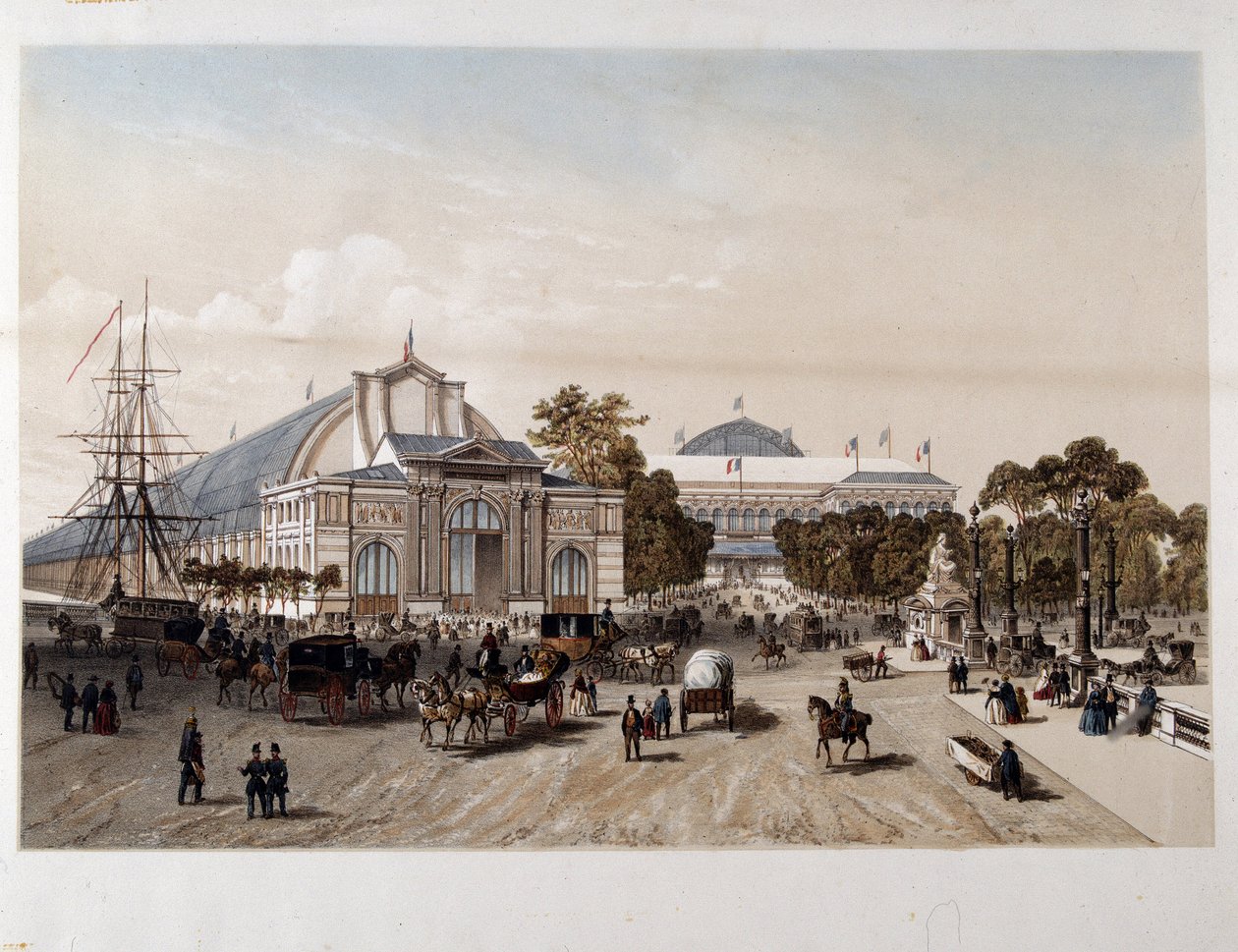 Universell utställning 1855: Industripalatset - Litografi av Unknown artist