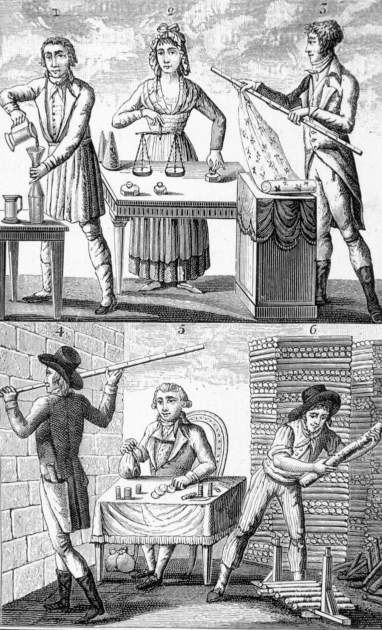 Användning av nya vikter och mått 1795. av Unknown artist