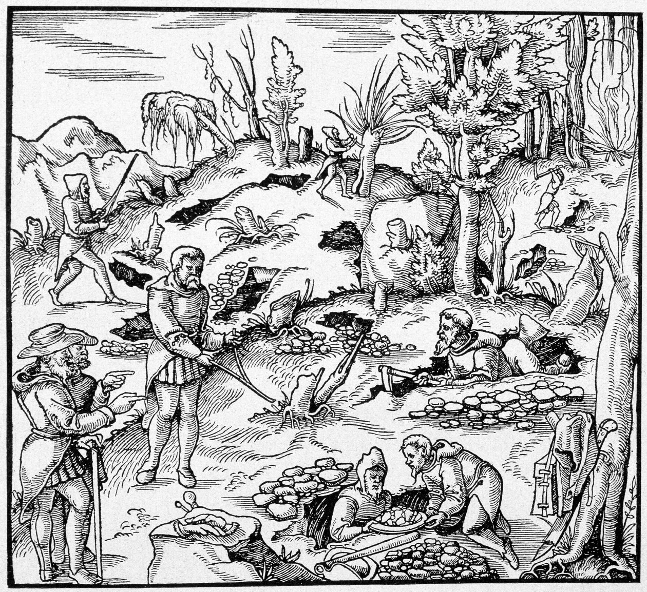 Använd den magiska hinken för att söka efter jordens skatter - i "The Book of Mines"" av Agricola av Unknown artist