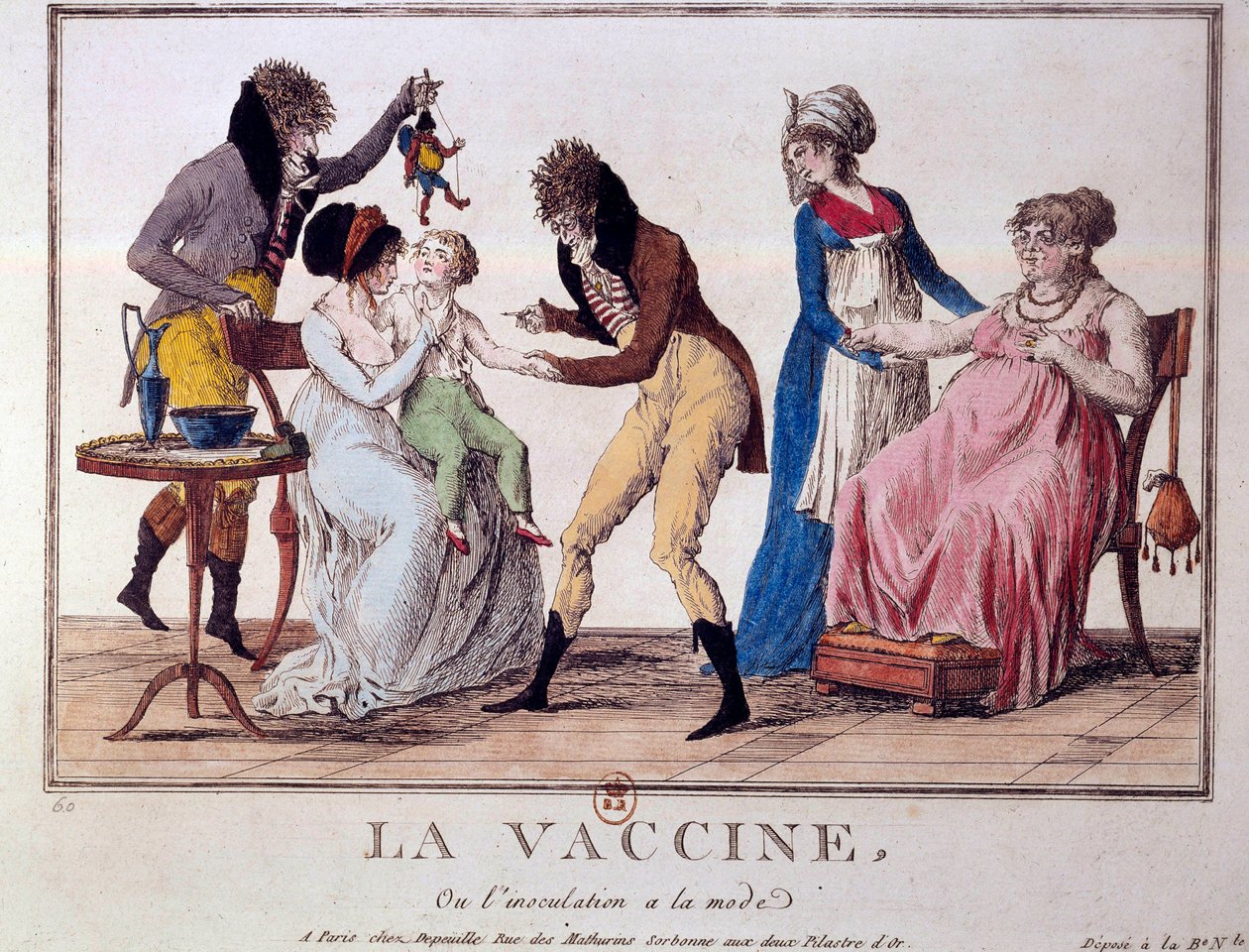 Vaccin eller inokulering är på modet. Gravyr från början av 1800-talet. Paris, B.N. av Unknown artist