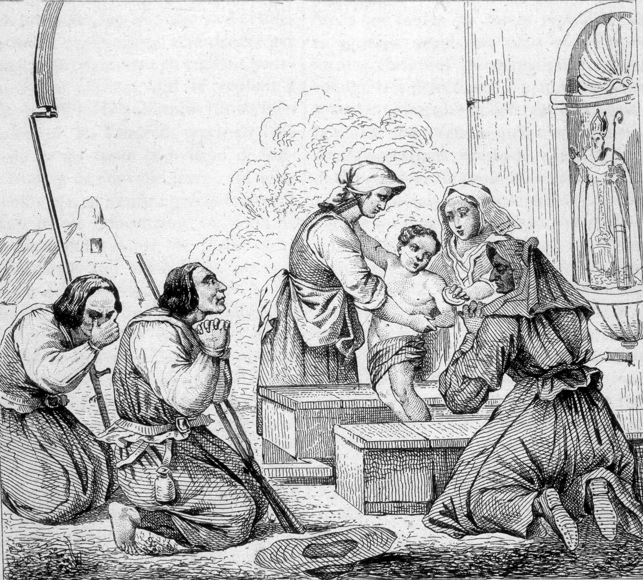 Vendeanska seder - fontänens helgon. av Unknown artist