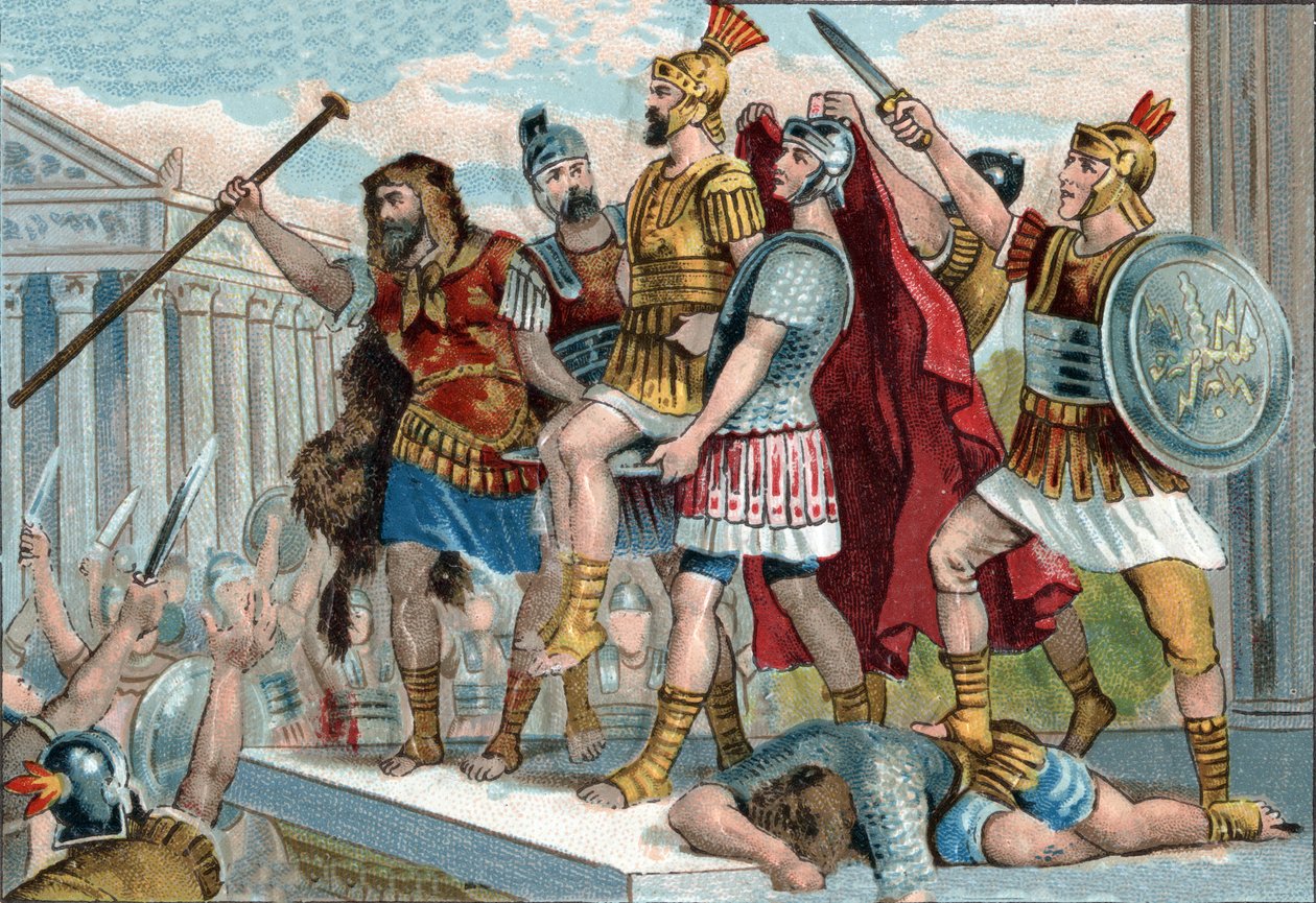 Vespasianus (på latin Titus Flavius Vespasianus) (9-79) utropades till kejsare av sina soldater. Kromolitografi omkring 1890. av Unknown artist