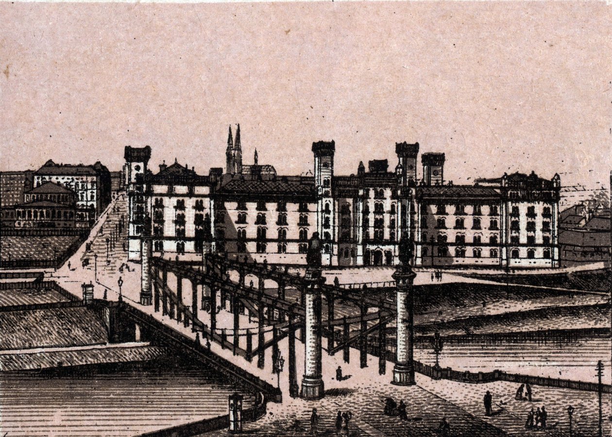 Wien (Wien), Österrike: utsikt över prins Rudolphes arsenal och bron över Augarten. i "" Världen illustrerar 168 vyer"" Odaterat (slutet av 1800-talet) av Unknown artist