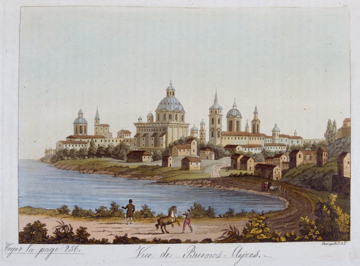 Utsikt över Buenos Aires - i den gamla och moderna dräkten 1819-1820 av doktor Ferrario, red. Milano av Unknown artist