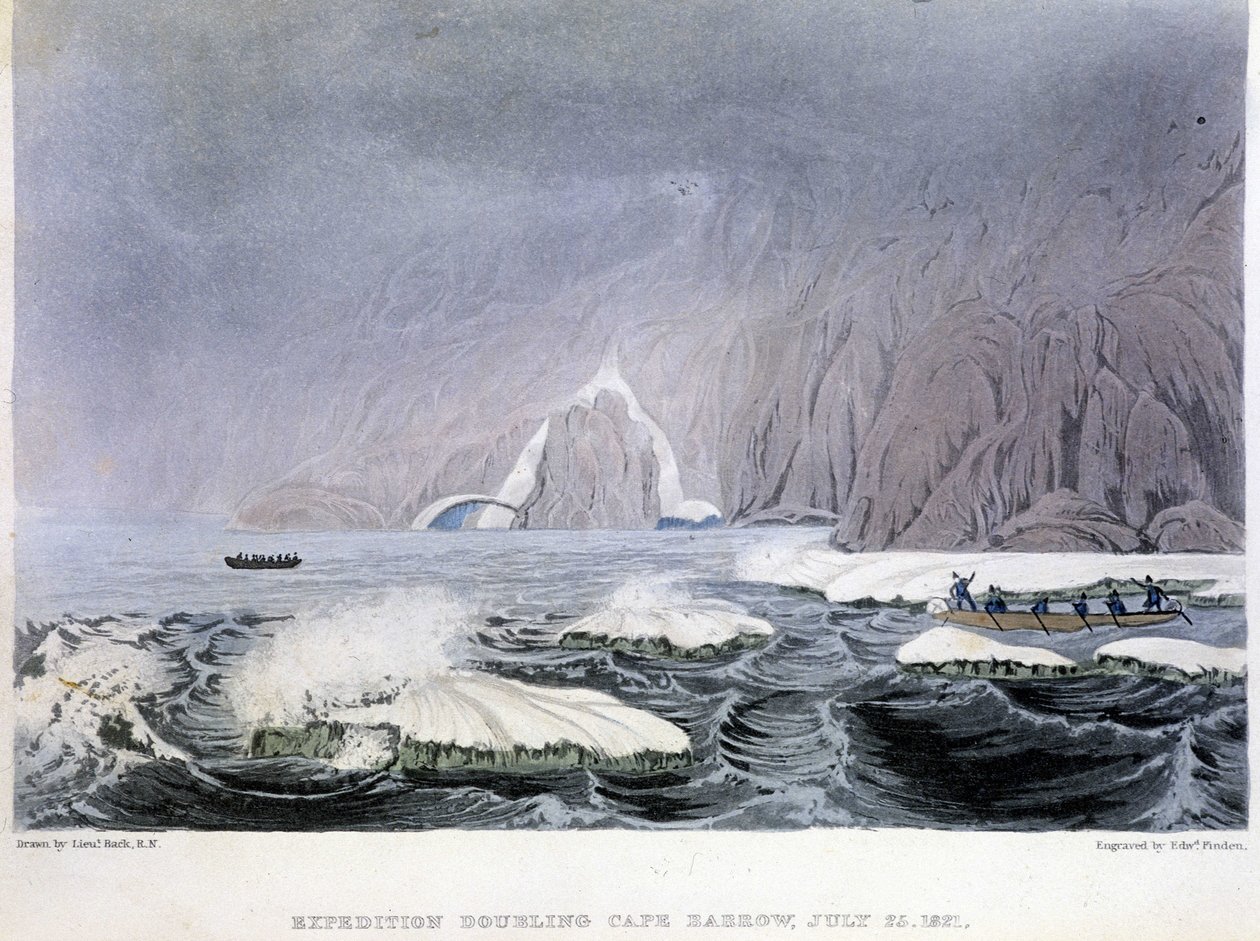 Utsikt över Cape Barrow - i "" Berättelse om en resa till polarhavets stränder under åren 1819-1821", av John Franklin, red. London av Unknown artist
