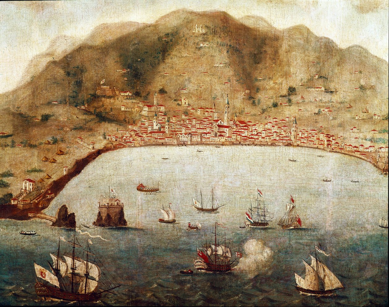 Utsikt över Funchal, Madere Island (målning av Unknown artist