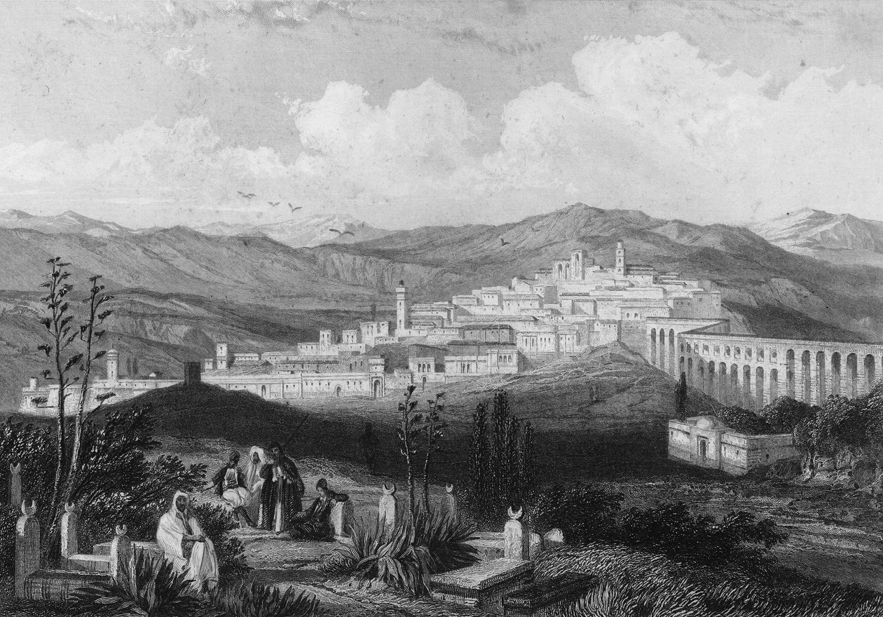 Utsikt över Medeah, antik romersk fästning, i Algeriet på 1800-talet, i "L