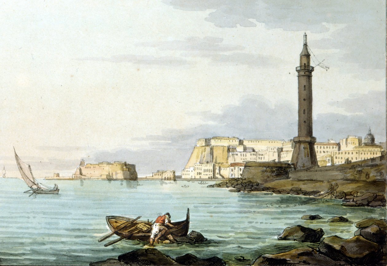 Utsikt över Neapel från hamnen. Till vänster står Castel dell