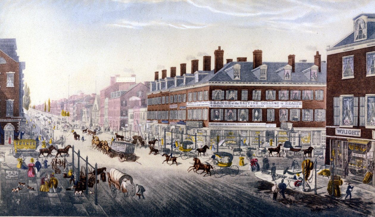 Utsikt över New York: Broadway. Gravyr från 1840. av Unknown artist