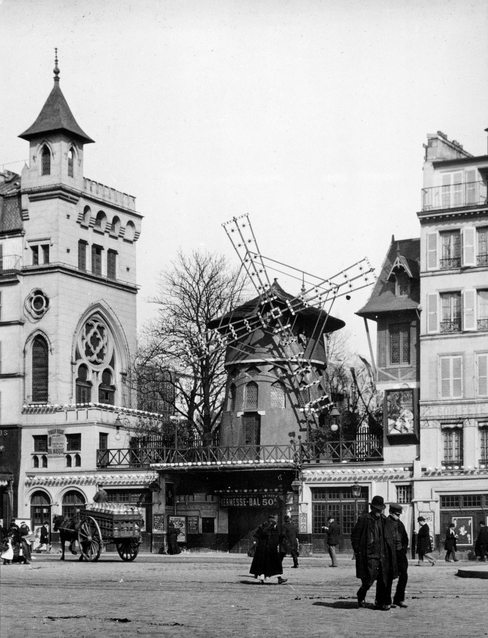 Utsikt över Paris: Moulin Rouge, Montmartre-distriktet av Unknown artist
