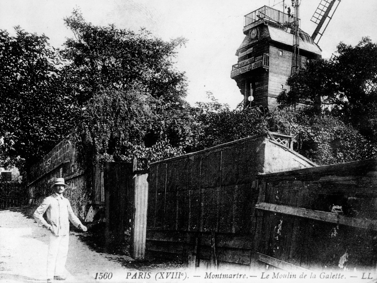 Utsikt över Paris: Le Moulin de la Galette, distriktet Montmartre av Unknown artist