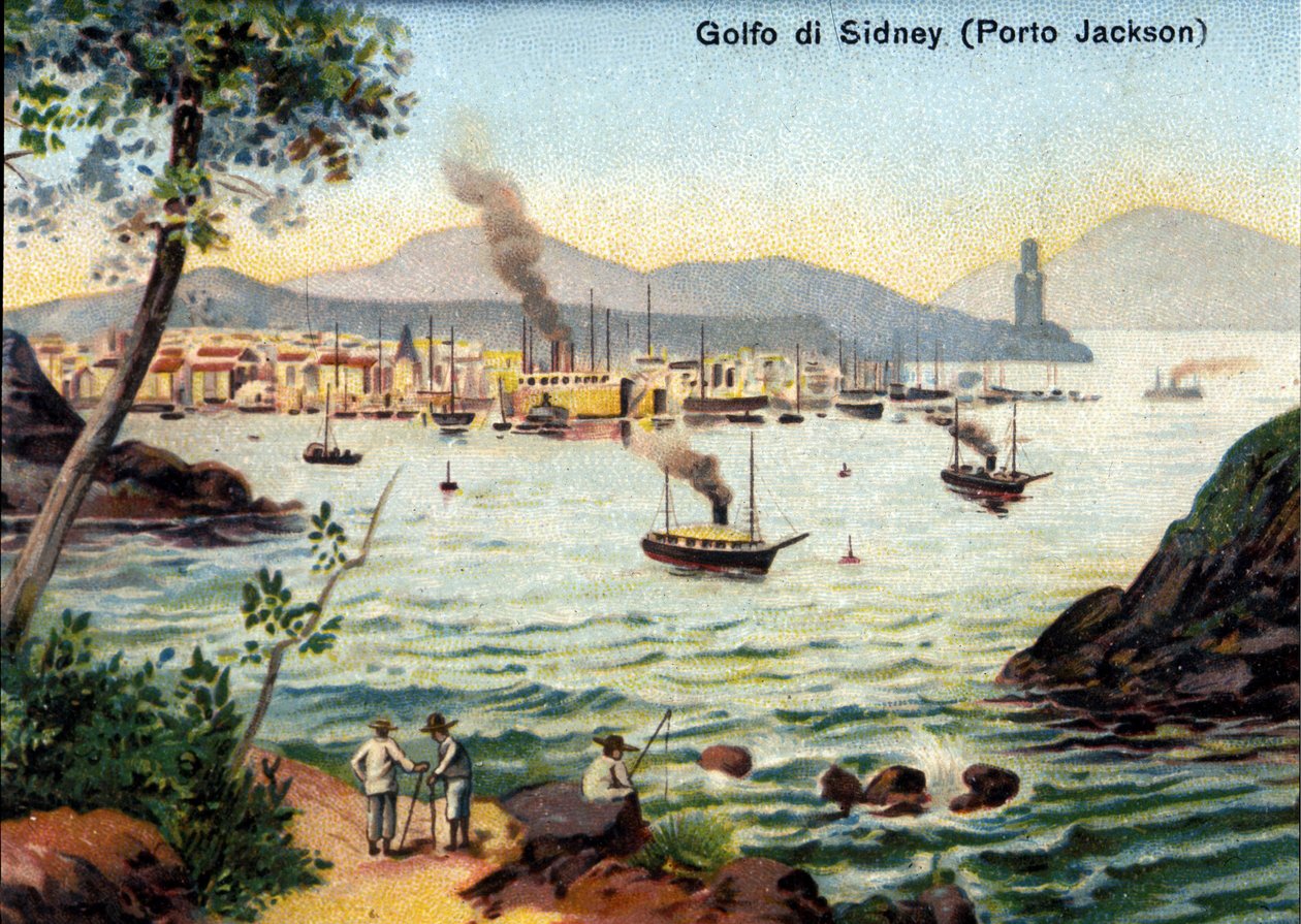 Utsikt över Port Jackson (Sydney Harbour) i Australien på 1800-talet. av Unknown artist
