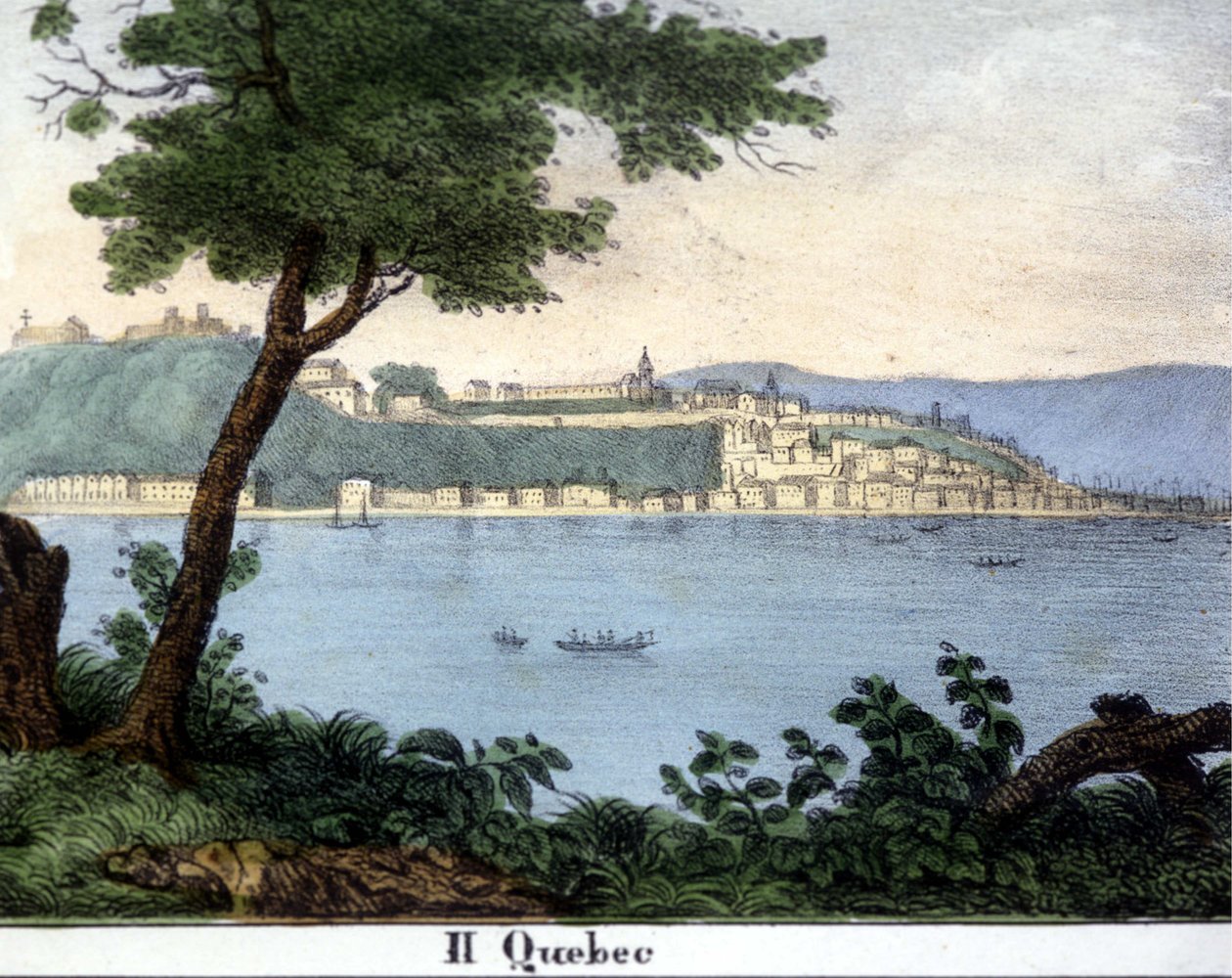 Utsikt över Quebec City i början av 1800-talet. Färglitografi. av Unknown artist