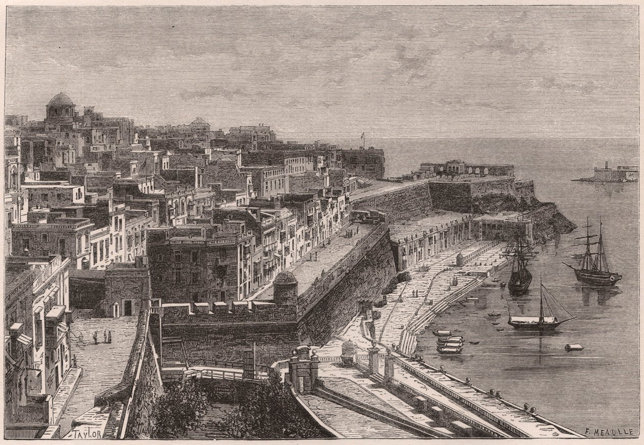 Utsikt över Valletta och dess hamn under 1800-talet av Unknown