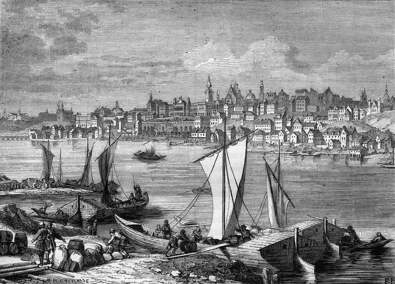 Utsikt över staden Warszawa i Polen 1812. av Unknown artist
