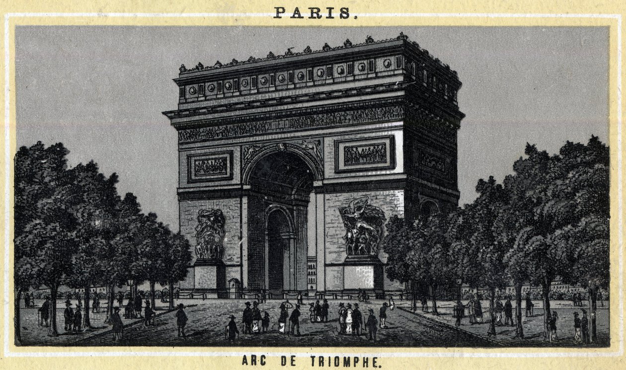 Utsikt över Triumfbågen i Paris. av Unknown artist