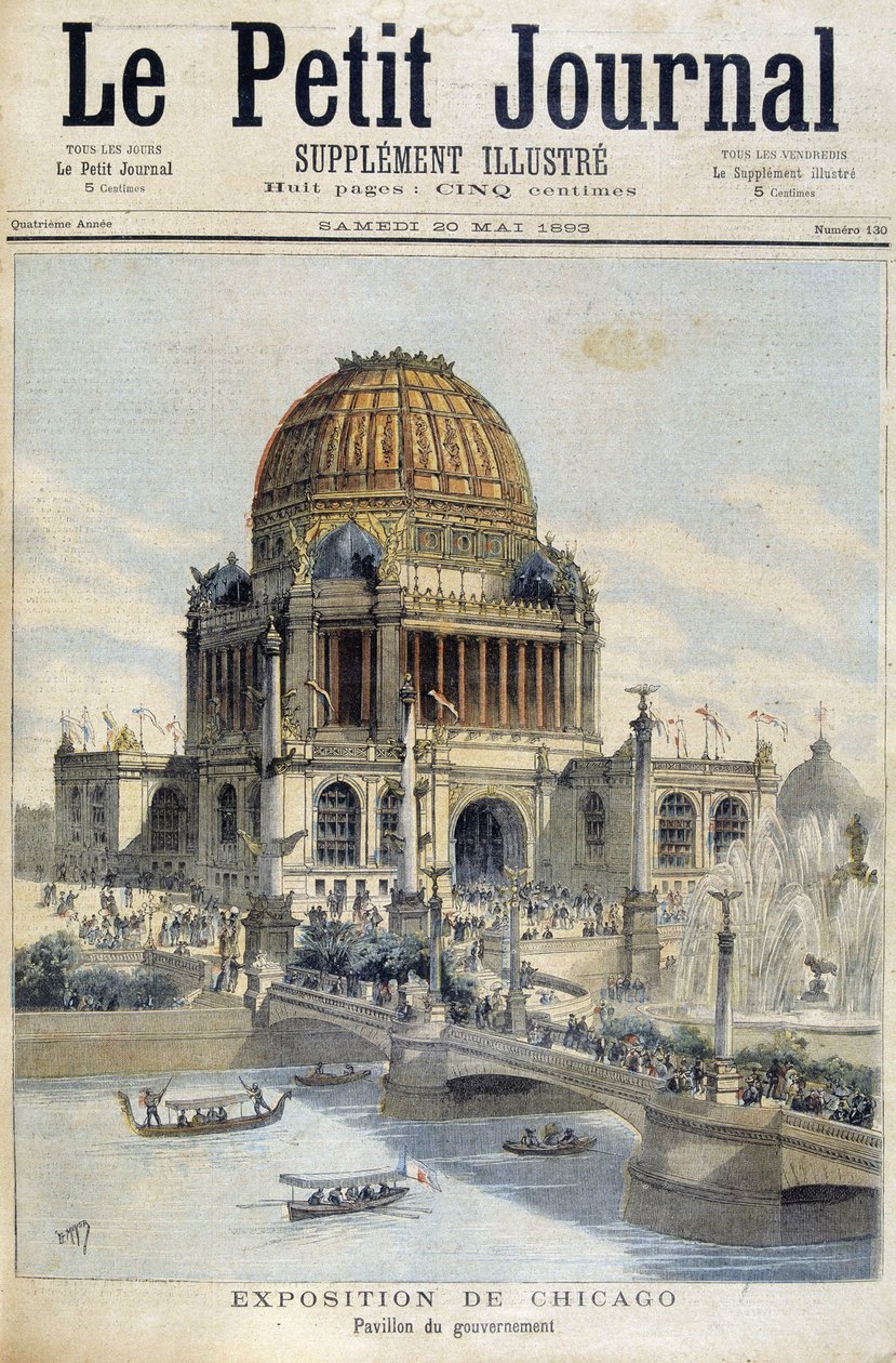 Utsikt över Chicago-utställningen: The Palace of the Government - i "" The Petity Journal"" av Unknown artist