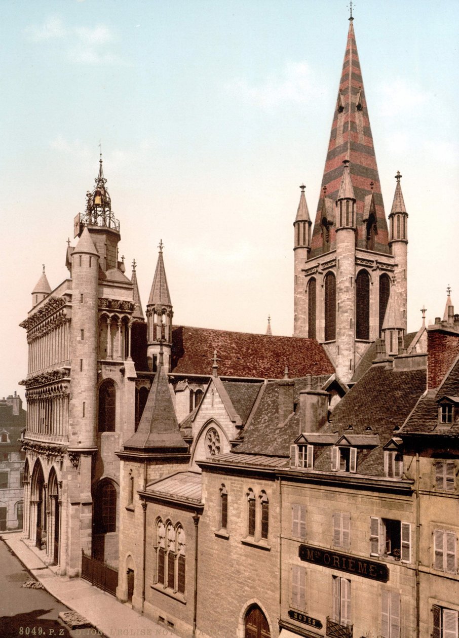 Utsikt över kyrkan Notre Dame i Dijon. Photochrome v. 1890. av Unknown artist