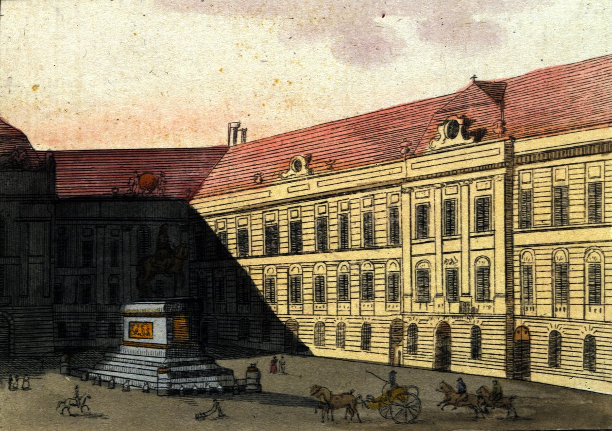 Vy över Josephplatz (Joseph platz) i Wien, Österrike Gravyr från 1820 av Unknown artist