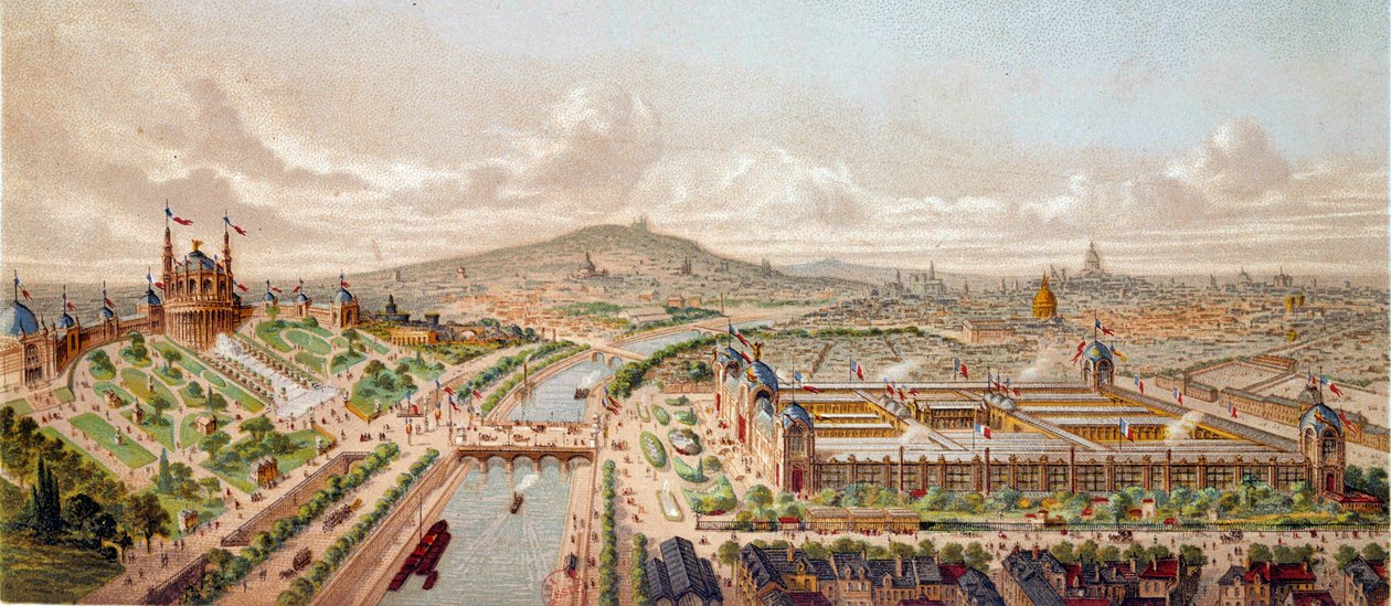 Vy över världsutställningen i Paris 1878 Gravyr av 1800-talets Paris, B.N. av Unknown artist