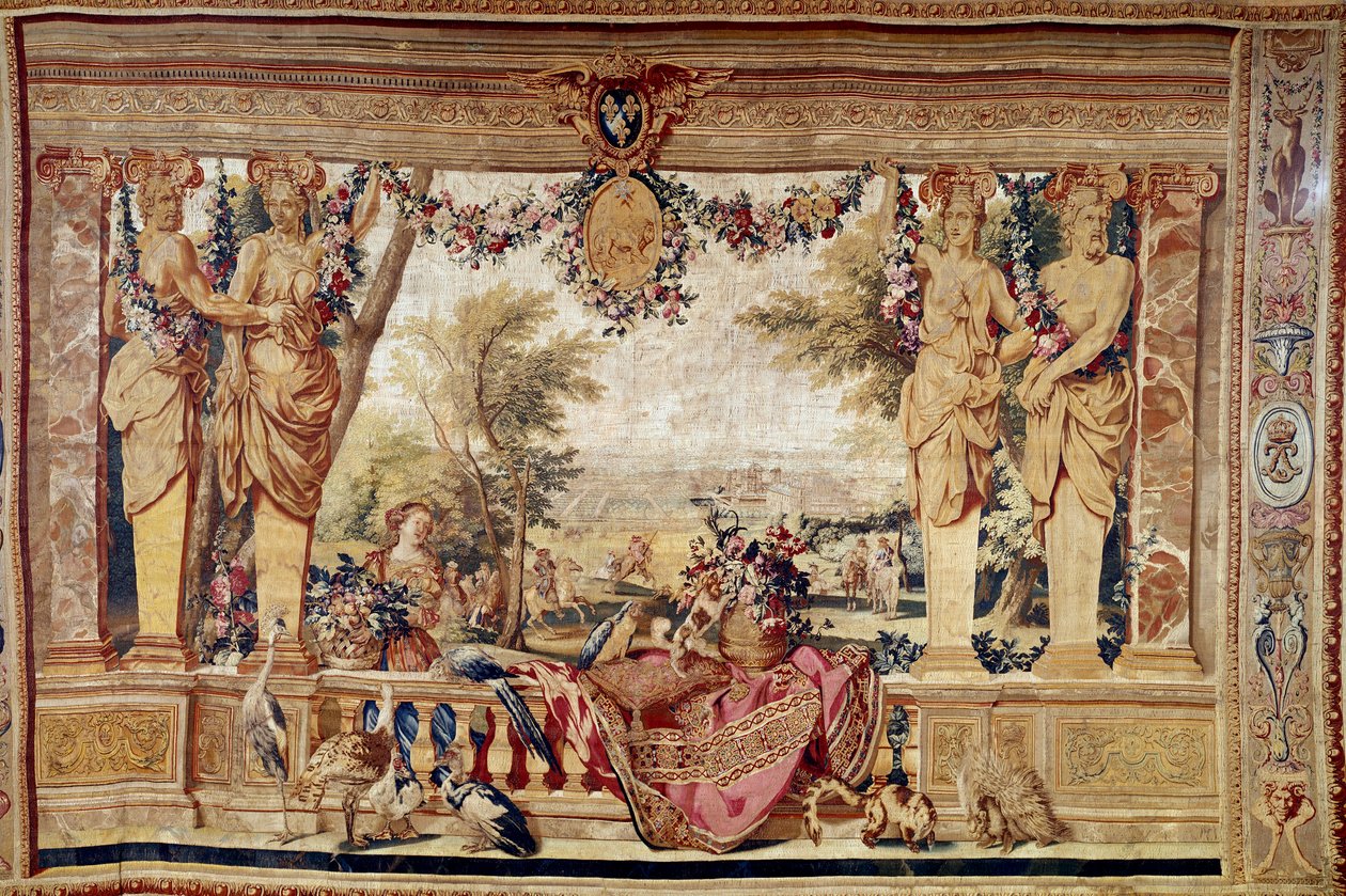 Utsikt över slottet Vincennes. 1600-tals gobeläng. Paris, nationella möbler av Unknown artist