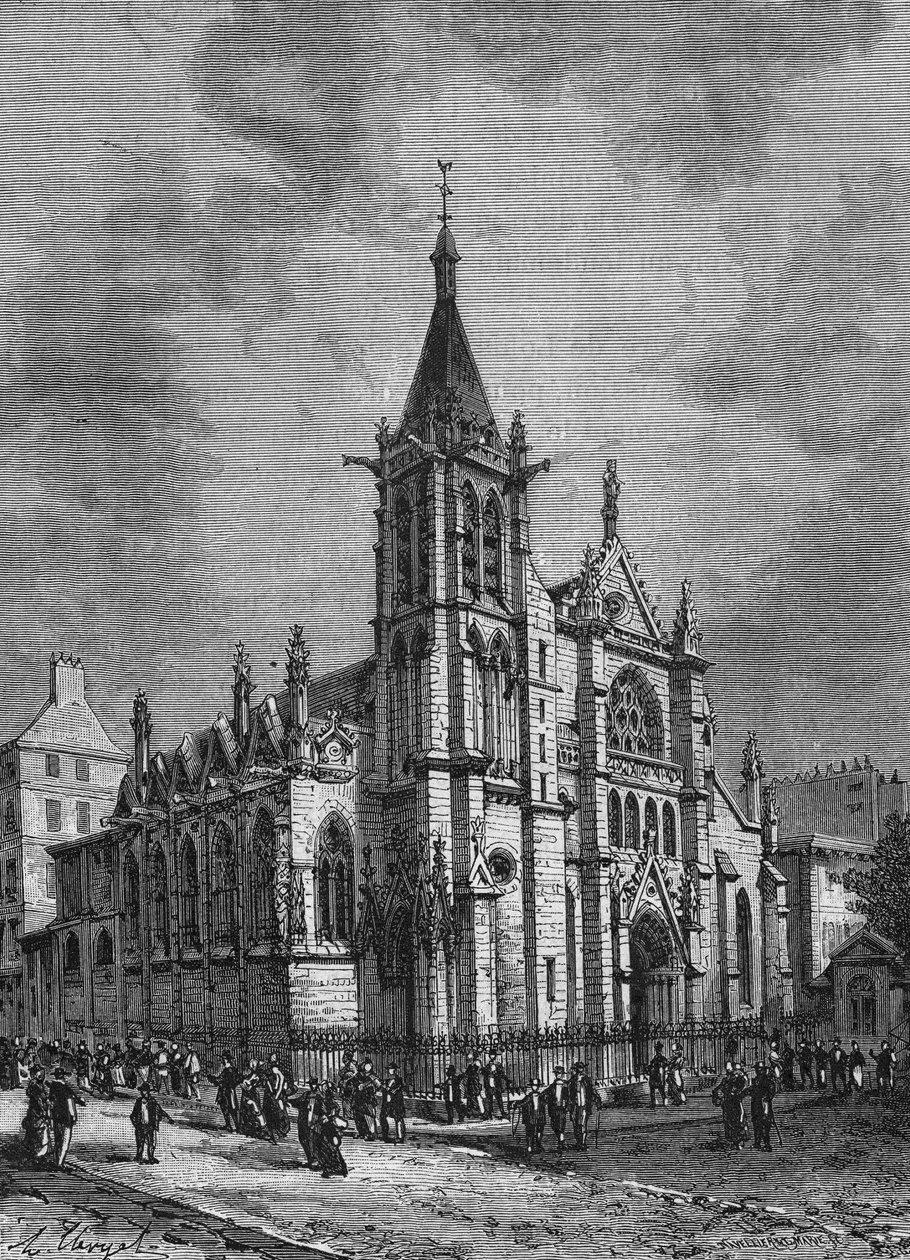 Utsikt över kyrkan Saint Séverin i Paris i slutet av 1700-talet. Gravyr från ”L