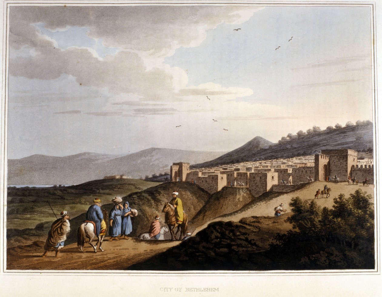 Utsikt över staden Betlehem på Västbanken. Befästningar. 1800-talet. av Unknown artist