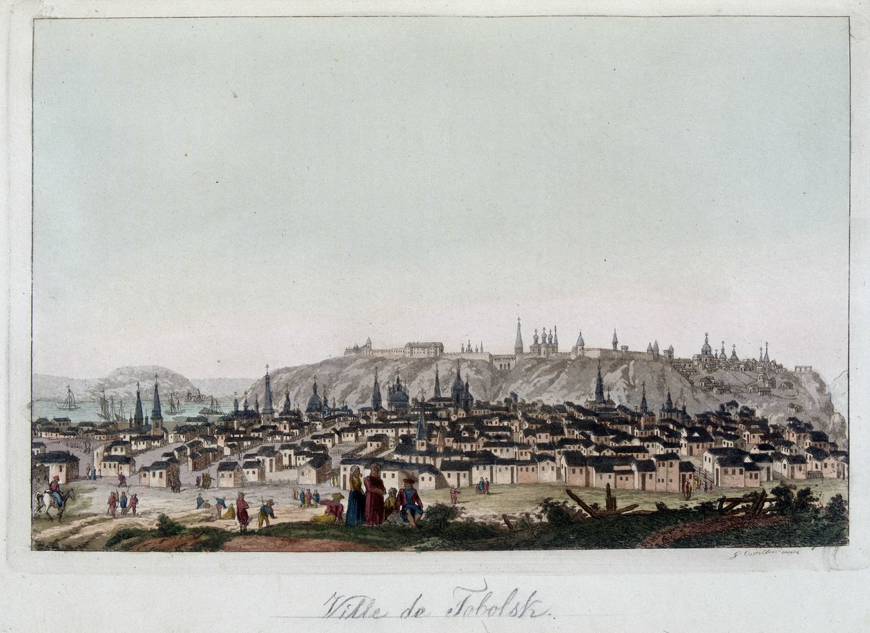 Utsikt över staden Fabolsk, Sibirien. I ""Den gamla och moderna kostymen"" av Unknown artist