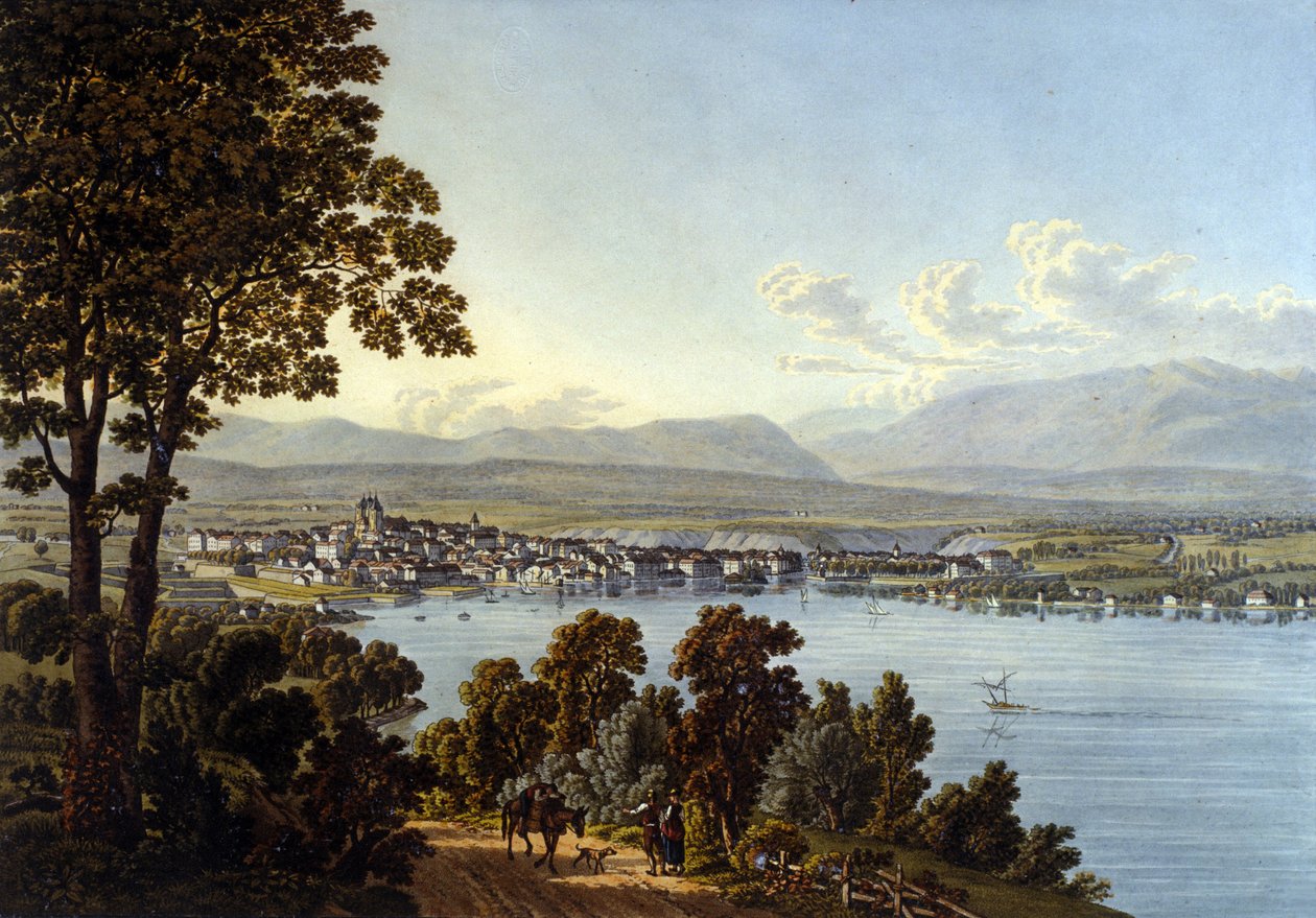 Utsikt över staden Genève i Schweiz. av Unknown artist